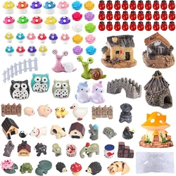 Miniature Fairy Garden Acessórios, Animais, Mini Casas, Decoração Dollhouse, Estatuetas, Micro Paisagem, Ornamentos, 104Pcs