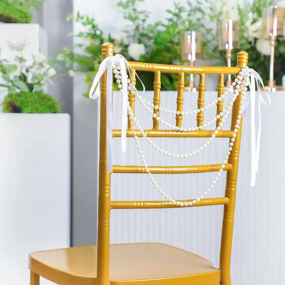 Artificial Chair Back Pearl Ribbon White DIY Chair Back Pearl String Chair Back Waist Belt