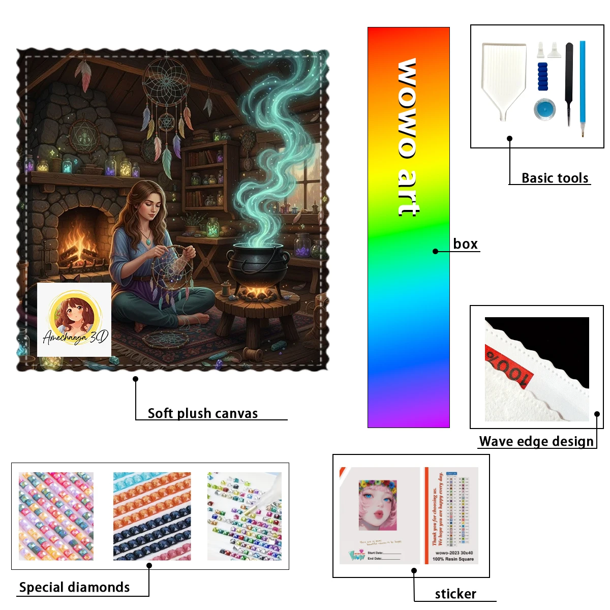 

【Anechanga 3D_ Diamond Art】The girl making wind chimes Crystal AB Rhinestone FD Rhinestone Perfect Resin Diamond