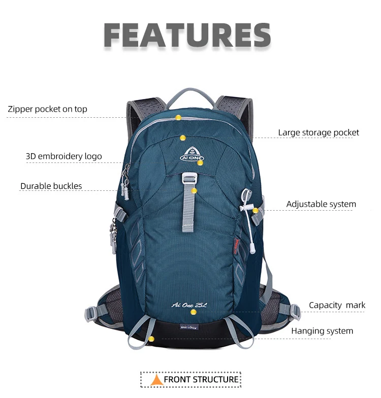 25L Sports Hiking Outdoor Backpack Camping Climbing Bag Nylon Multifunctional Bicycle Bike Bag Travel Shoulder Bag for Men Women - Image 5