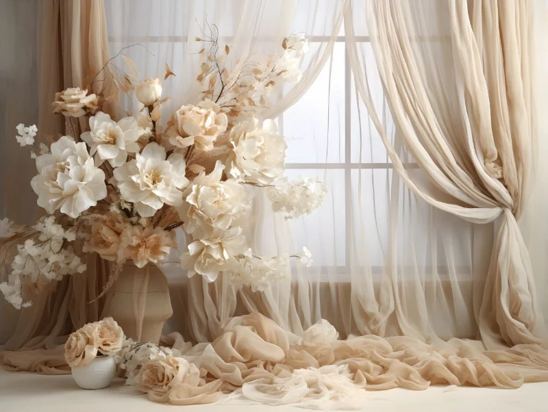 Фотофон винтажная комната окно занавеска цветы Взрослый день рождения Беременные портрет Фотостудия