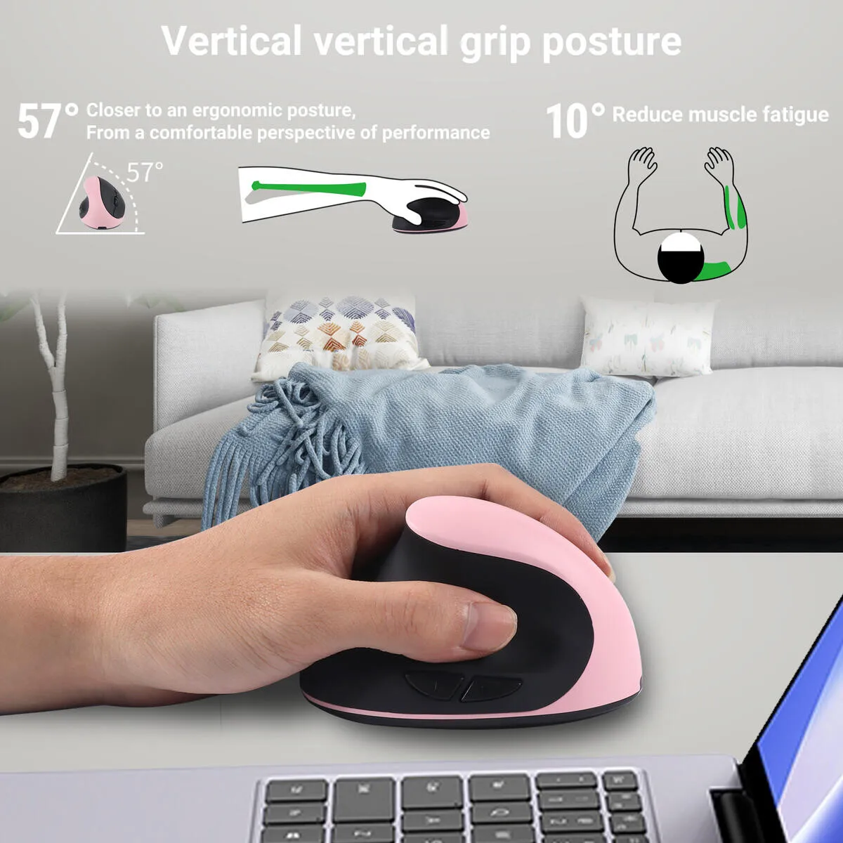 

Multiple Styles Ergonomic Vertical Wireless Office Mouse Mute Keys Relieve Hand Fatigue Battery Powered Mause For Desktop Laptop