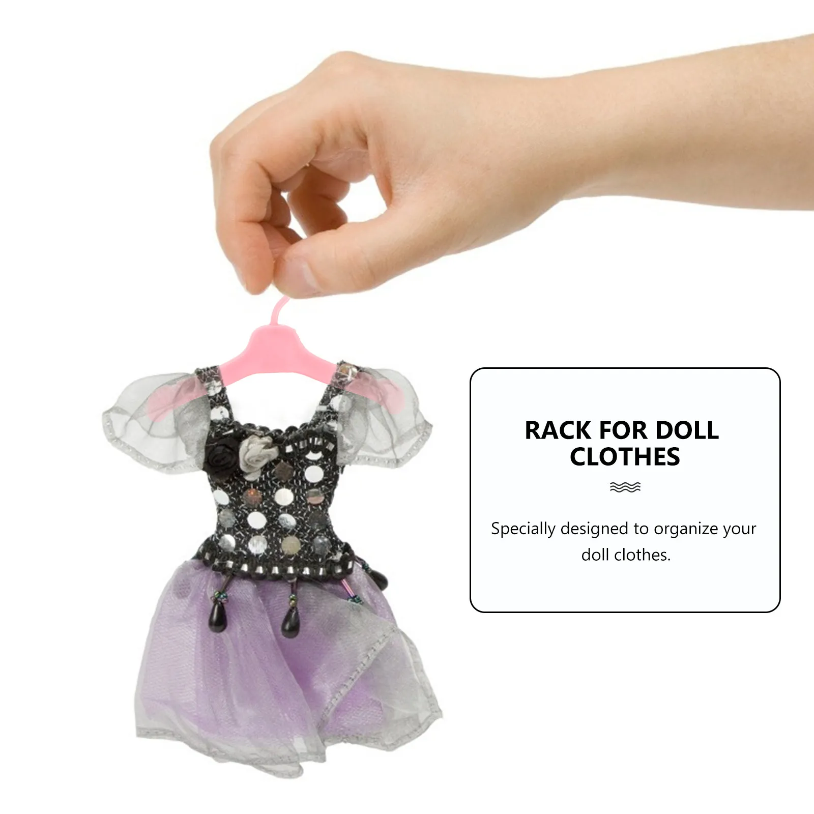 

50Pcs Mini Clothes Hangers for Premium Plastic Outfit Rack Sturdy No Corners Design Compact Lightweight Organizer for Kids