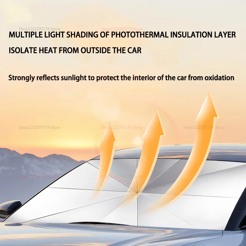 مظلة محمولة للزجاج الأمامي للسيارة داخل النافذة الأمامية للحماية من الشمس عازلة واقية من الشمس للتخزين المريح
