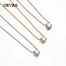 OEVAS Real 1 Carat D Color Moissanite Pendant Necklace 100% 925 Sterling Silver Sparkling Engagement Wedding Party Fine Jewelry