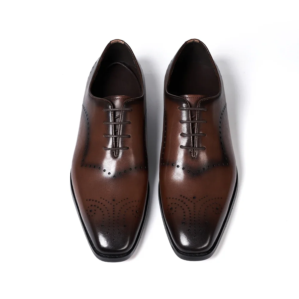 Italian Brogue Men\'s Oxfords Genuine Leather Lace-Up Formal Dress Shoes for Wedding Party Office Classic Male Shoe