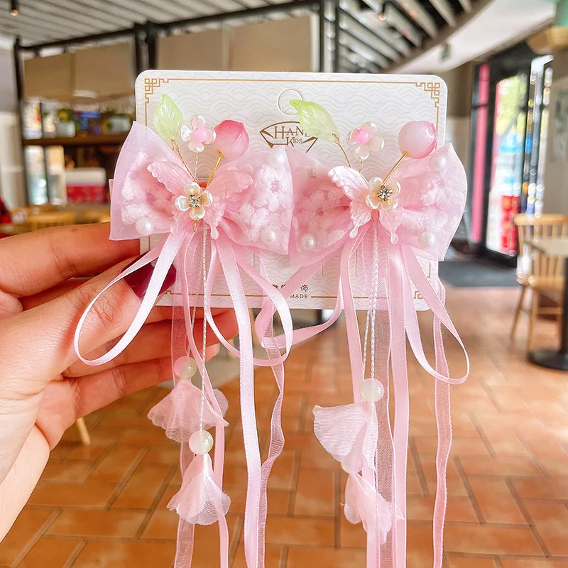 1pair Hanfu Handmade Beautiful Flower Hair Accessories Hair Clip Children Buyao Accessories Headwear Hair Pin Hairgrip