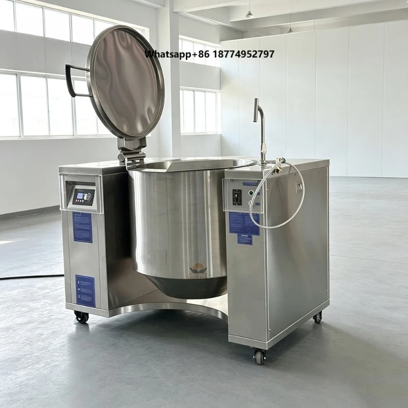 50-500L CE Industrial Tilting Boiling Kettle Commercial Cooking Machine for Sauce Jam Halwa Candy Meat Soup Processing