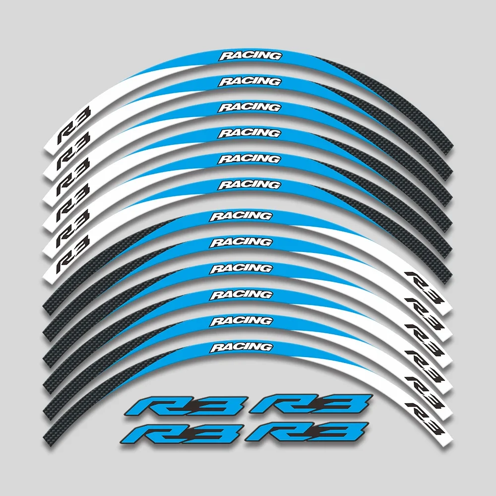 

For Yamaha YZFR3 YZF R3 Motorcycle Sticker Set Waterproof Rim Decals with Reflective Stripes