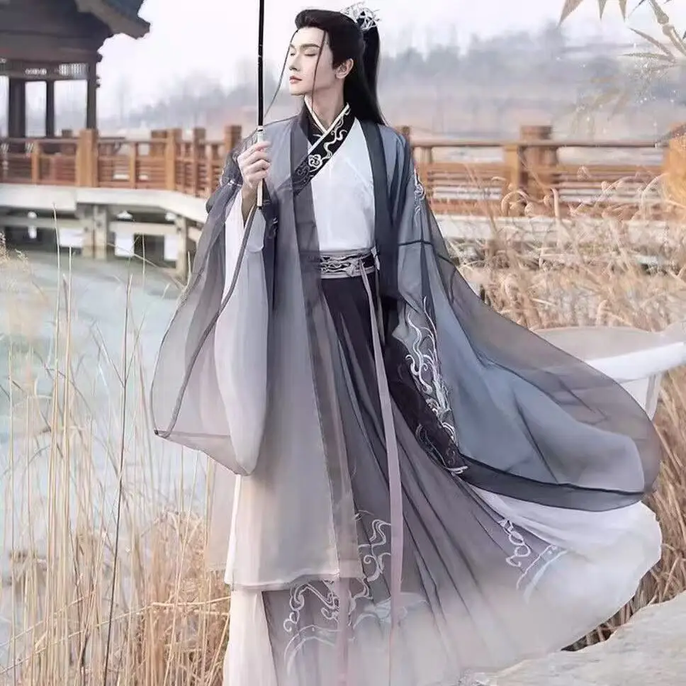 

XXXL Plus Original Hanfu Men Women Traditional Chinese Fairy Costume Weijin Period Stage Suit Halloween Street Cosplay Costume