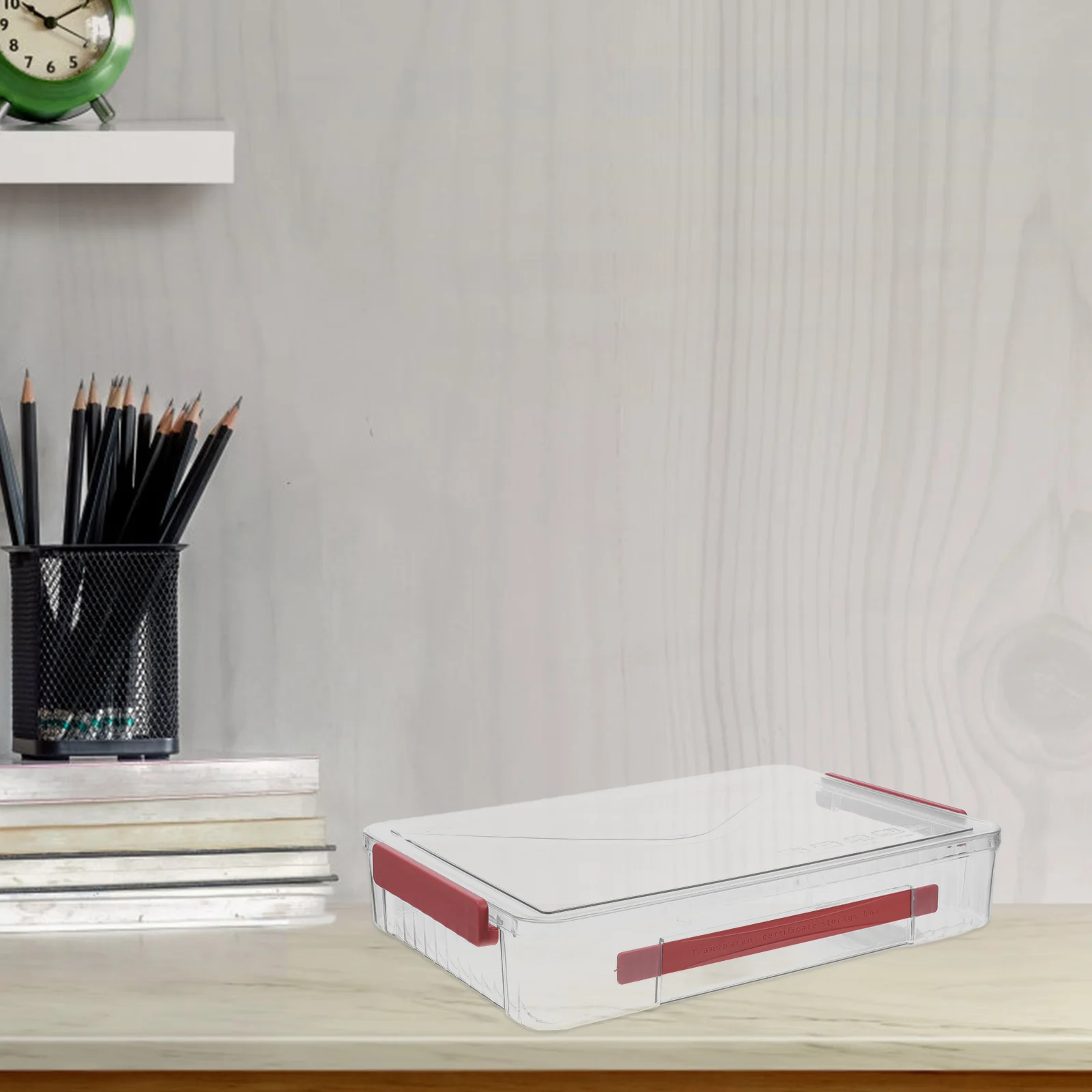 

Transparent Pet Document Storage Box Waterproof Portable Plastic File Organizer Handle For Certificates Documents Office Home