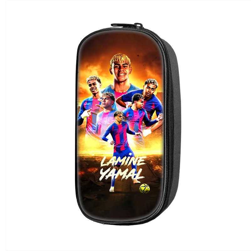 Football Star Pen Bag Pencil Case makeup bag  L-Lamin Yamal Pattern Student Big Capacity School Supplies Zipper Pencil Pouch