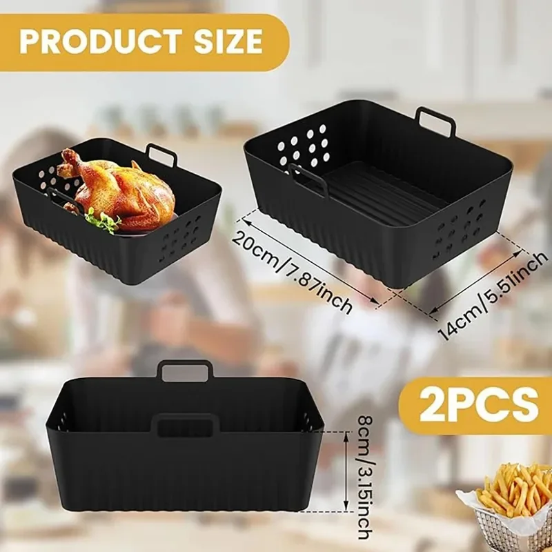 

2Pcs/1Pcs Air Fryer Silicone Liners for Ninja SL400 SL401 Stack XL Basket Reusable AirFryer Baking Tray Airfryer Accessories