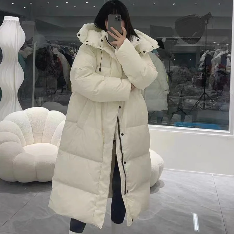 Long Winter Coat for Women, Female Hooded Jacket, Korean Fashion, Padded Parka, Loose Casual Outwear, Thicken Warm Coats, New