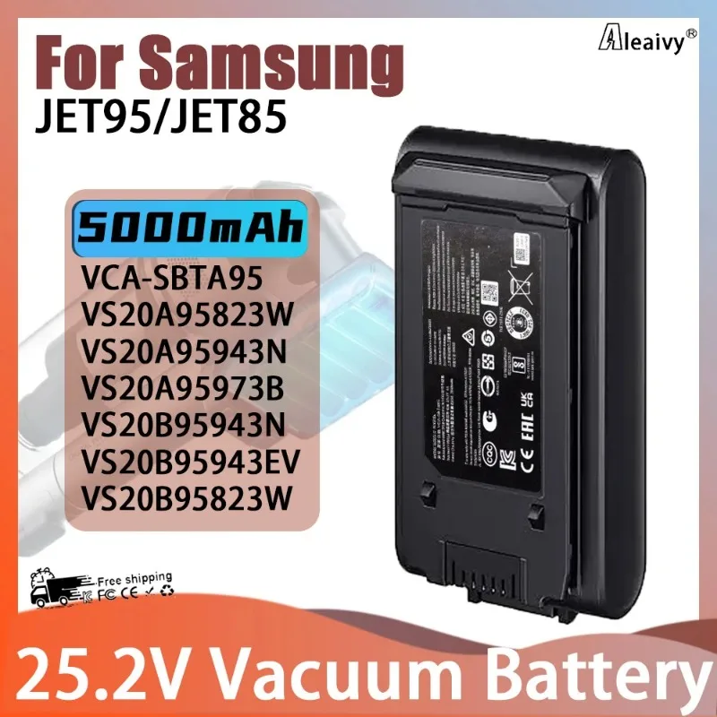 

High Capacity 25.2V 5000mAh Replacement Battery for VS20A95823W VS20B95943N,Part No.VCA-SBTA95,for Jet95 Jet85 Series Vacuums
