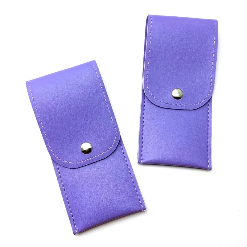 1pc Folding Knife Pliers PU Leather Scabbard Sheath Pouch Case with Buckle Purple Color Outdoor Portable