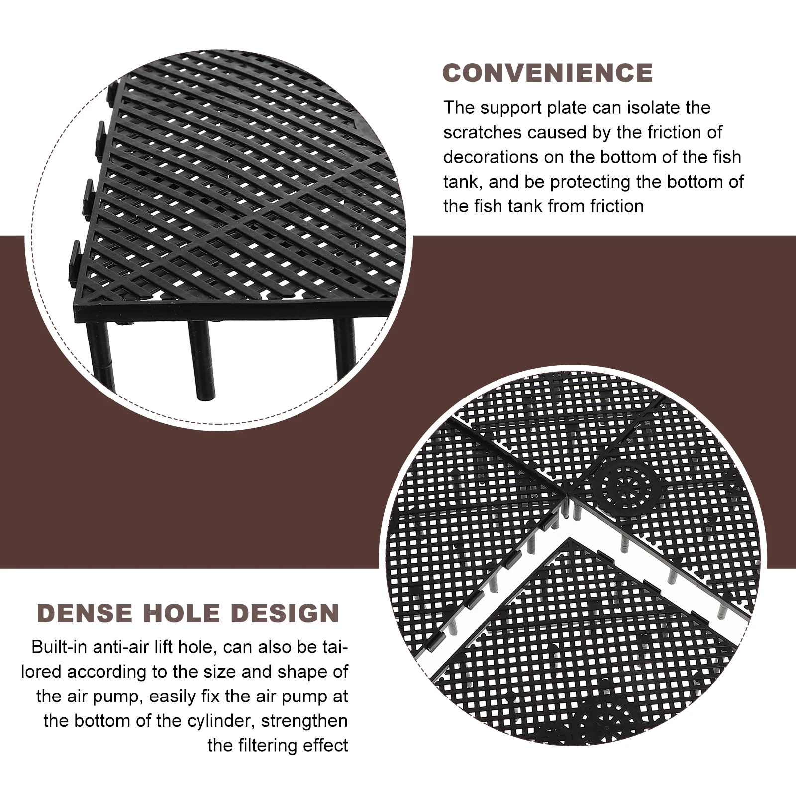 

6 Pcs Filter Bottom Partition Fish Tank Separator Plate Tray Gravel Divider Black Support Aquarium for