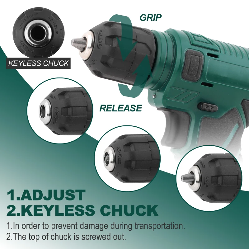 

Hi-Spec Cordless Impact Drill Electric Drill Bit Set Power kit Set Drill Wireless Hand Drill Lithium-Ion Battery Power Tools