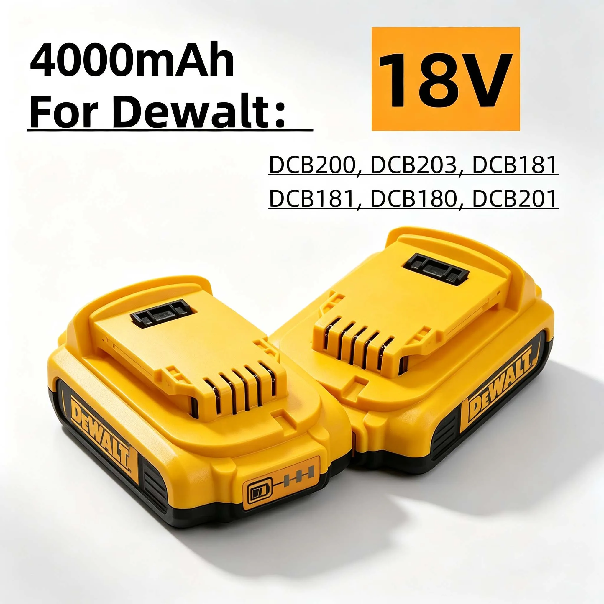 20V 2000mAh‑4000mAh Li‑ion Rechargeable Power Tool Battery For Dewalt DCB203 DCB181 DCB180 DCB200 DCB201 DCB201‑2 L50