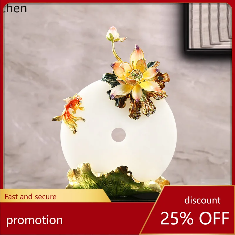 HXL New Chinese Style Enamel Decorative Ornament with Jade Buckle for Home Use