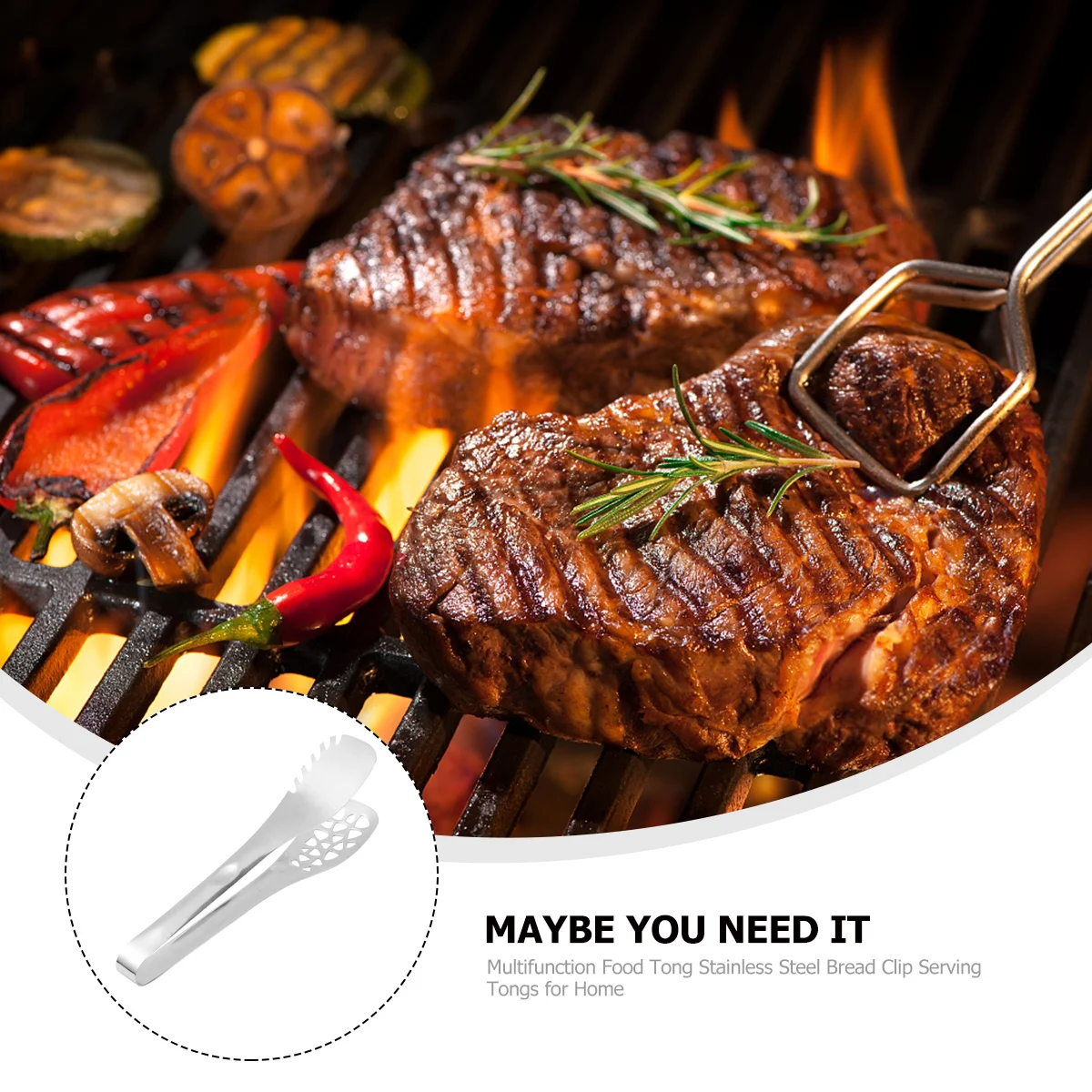 

Stainless Steel Food Tongs Heat Resistant Kitchen Serving Clips With Oil Drain Holes For Salad Bread Grill Fry Non Rust