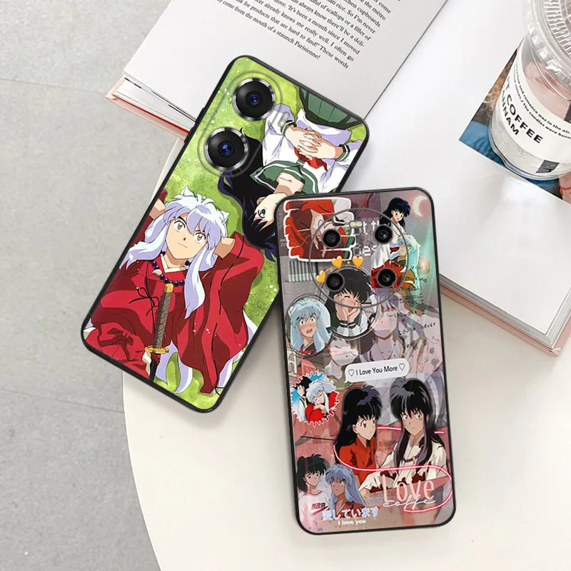 Black Soft Phone Case for Honor Magic5 Pro X7b X8b X9b X6 X7 X8 X9 A 90 70 Inuyasha Sesshomaru Anime Pixel 6 7 8 6a 7a 8a Cover