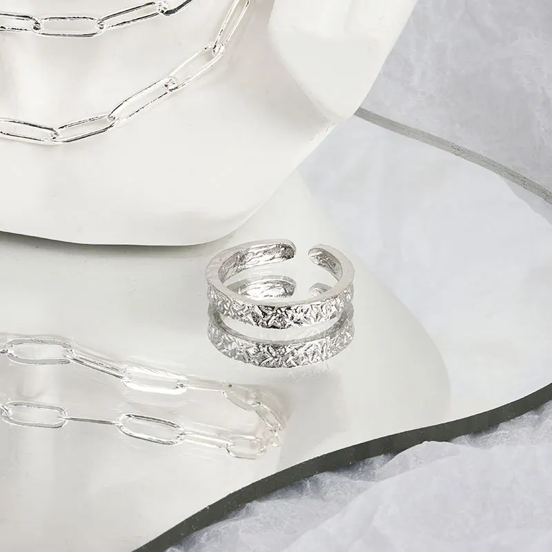 

925 Sterling Silver Minimalist Geometric Open Rings For Women Girl Fine New Trendy Jewelry Ladies Gift Party Accessorize