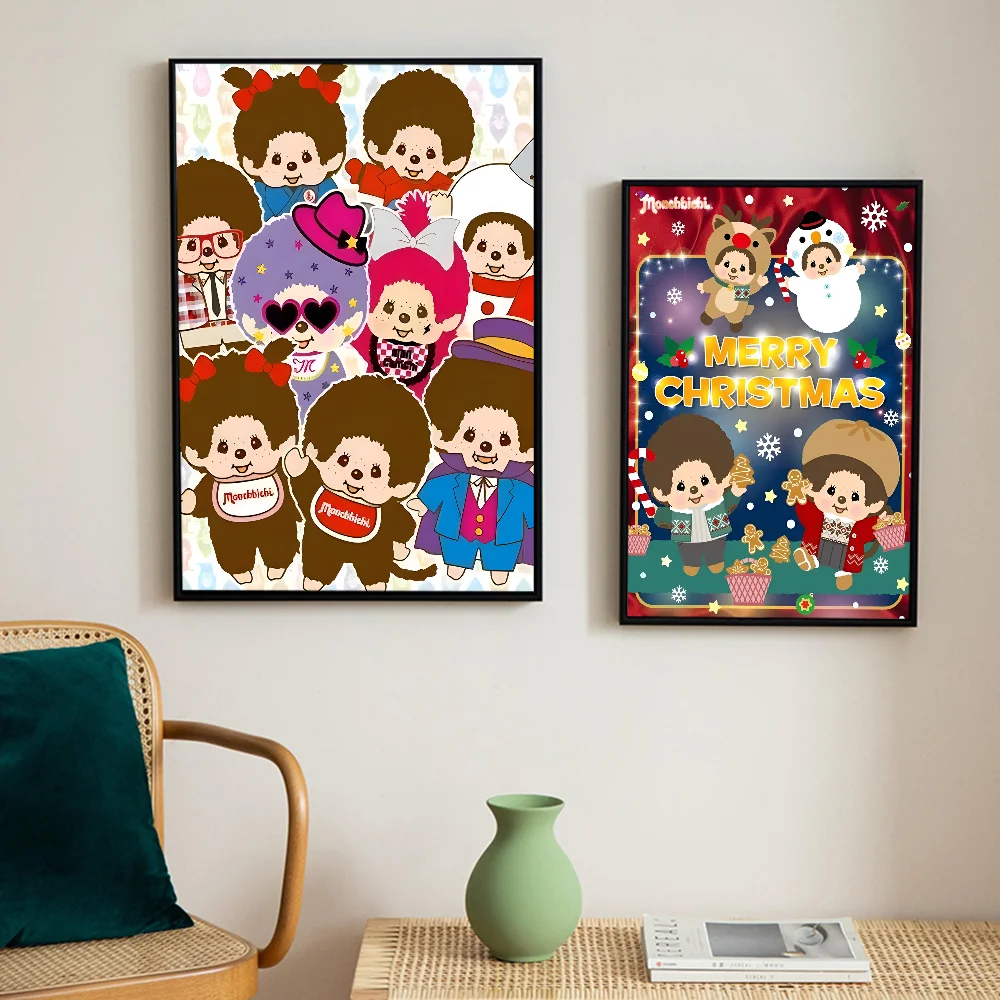 Cartoon M-Monchhichis Whitepaper Poster HD Quality Poster Wall Art Painting Study Room Wall Decor