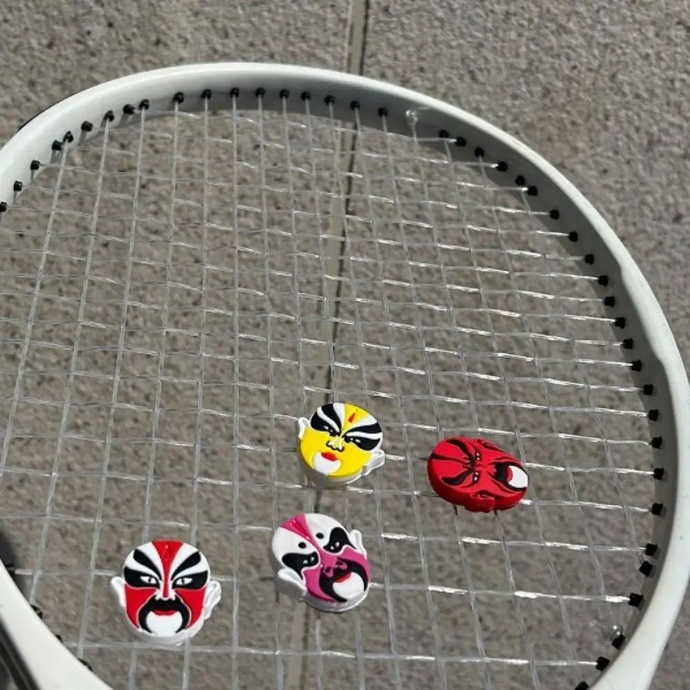 Peking Opera Mask Tennis Shockproof Absorber Chinese Style Silicone Tennis Racquet Shock Absorber Anti-Vibration