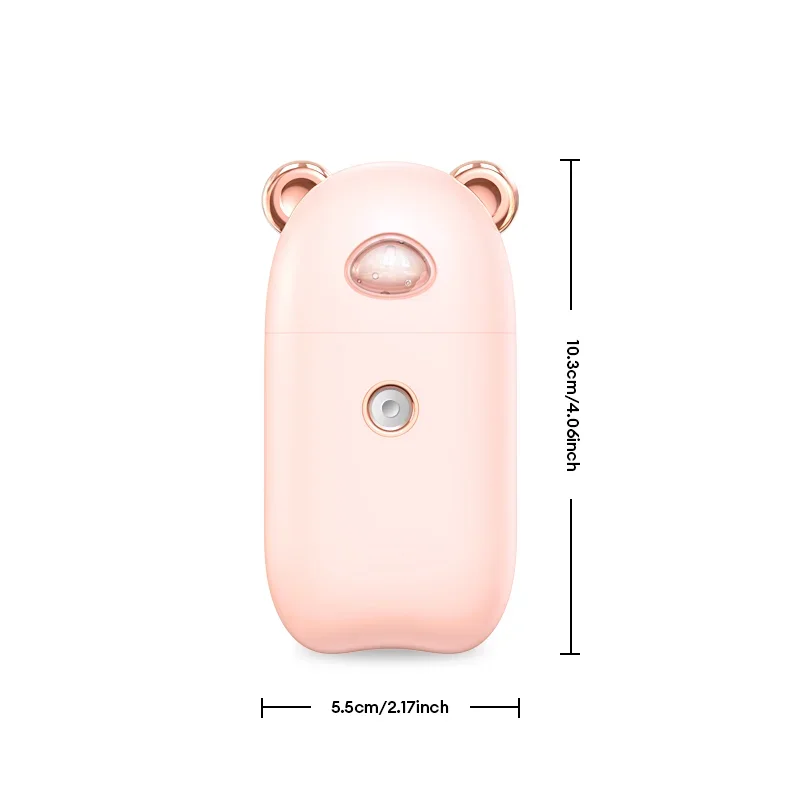 Mini Portable Humidifier Cute Bear Facial Steamer Device Beauty Spray Hydrating Apparatus Cold Spray Apparatus Rechargeable