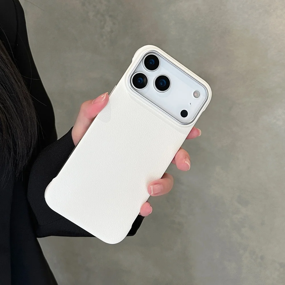 Funda ultrafina sin marco para Iphone 17 Pro Max, fundas con textura de cuero mate para IPhone 17 Air 16 15 14 Pro Max 17pro