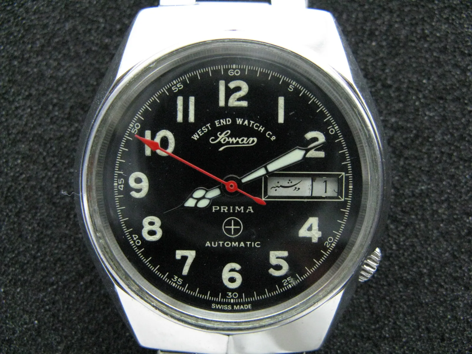 Sowar prima（Hebrew+English）luminous automatic men's westend military watch imported from Switzerland