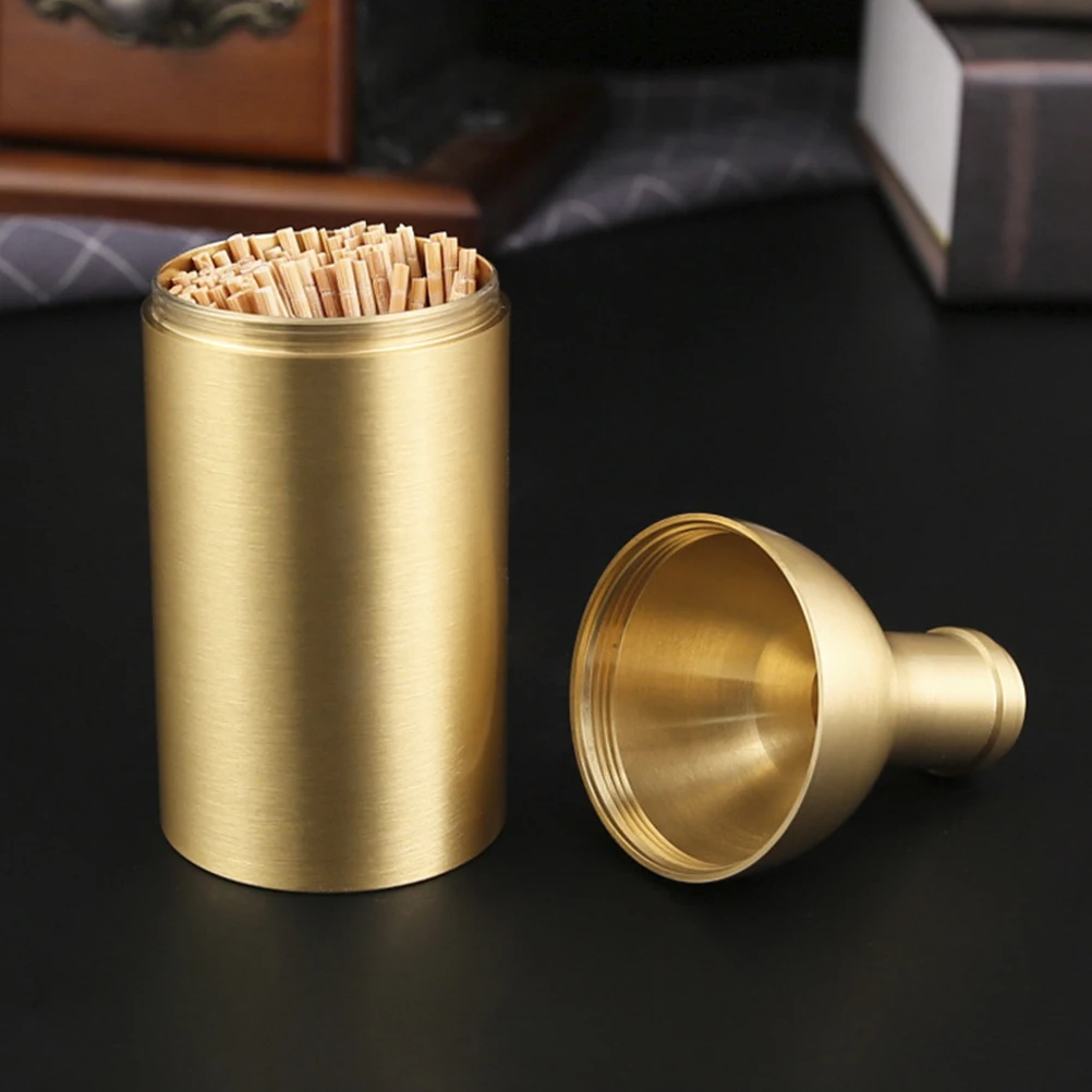 

Brass Toothpick Holder Bottle Opener Portable Desktop Organizer Fine Workmanship Smooth Polishing Bright Colors Ergonomic Design