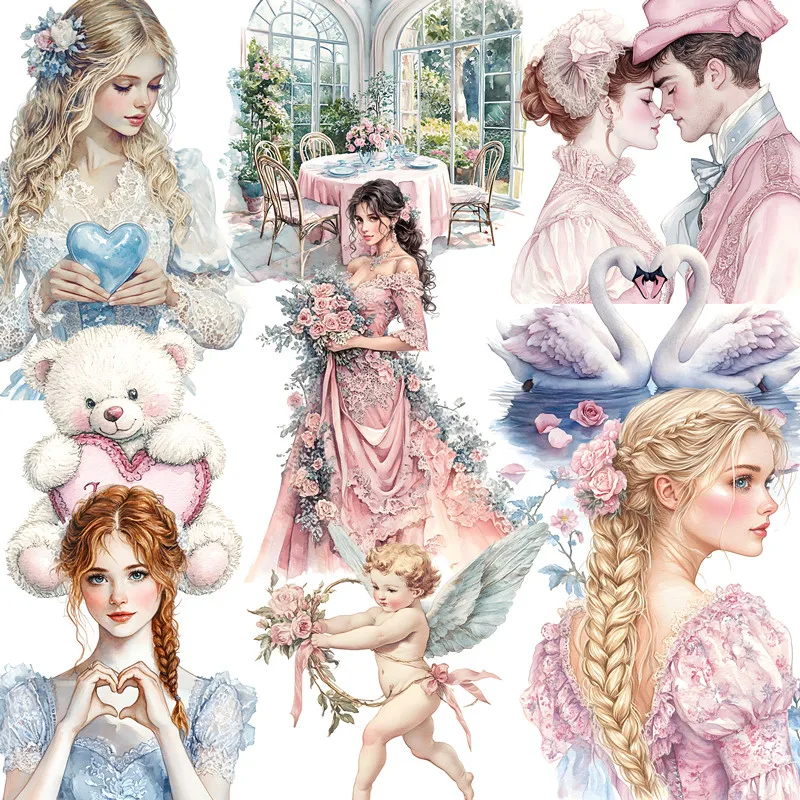 

20Pcs/Pack Retro Pink Blue Girl Sticker DIY Craft Scrapbooking Album Junk Journal Decorative Stickers
