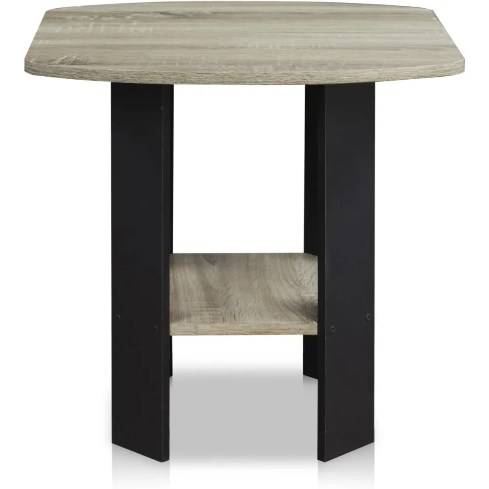 Furinno Simple Design End Table, 2-Pack, French Oak Grey/Black