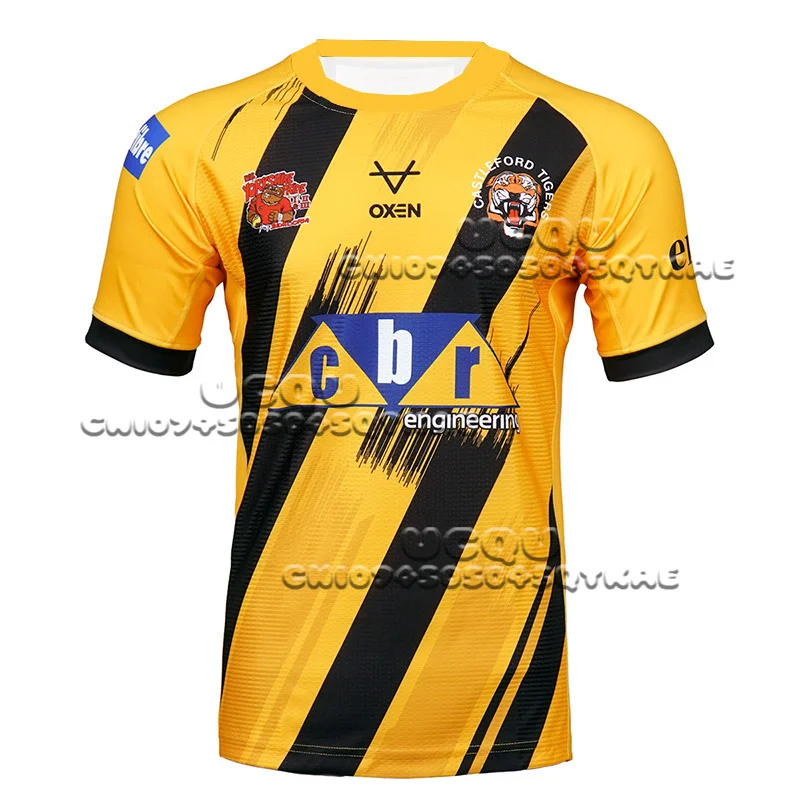 

Rugby 2025 для мужчин и женщин, новая спортивная одежда Castleford Tigers, английская модная свободная дышащая быстросохнущая футболка с короткими рукавами