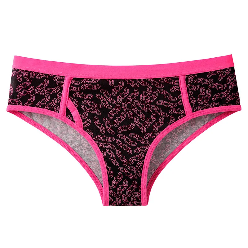 Skull print plus size women's triangle pants are comfortable, breathable, half hip, sporty, mid waist, sexy underwear, women's d