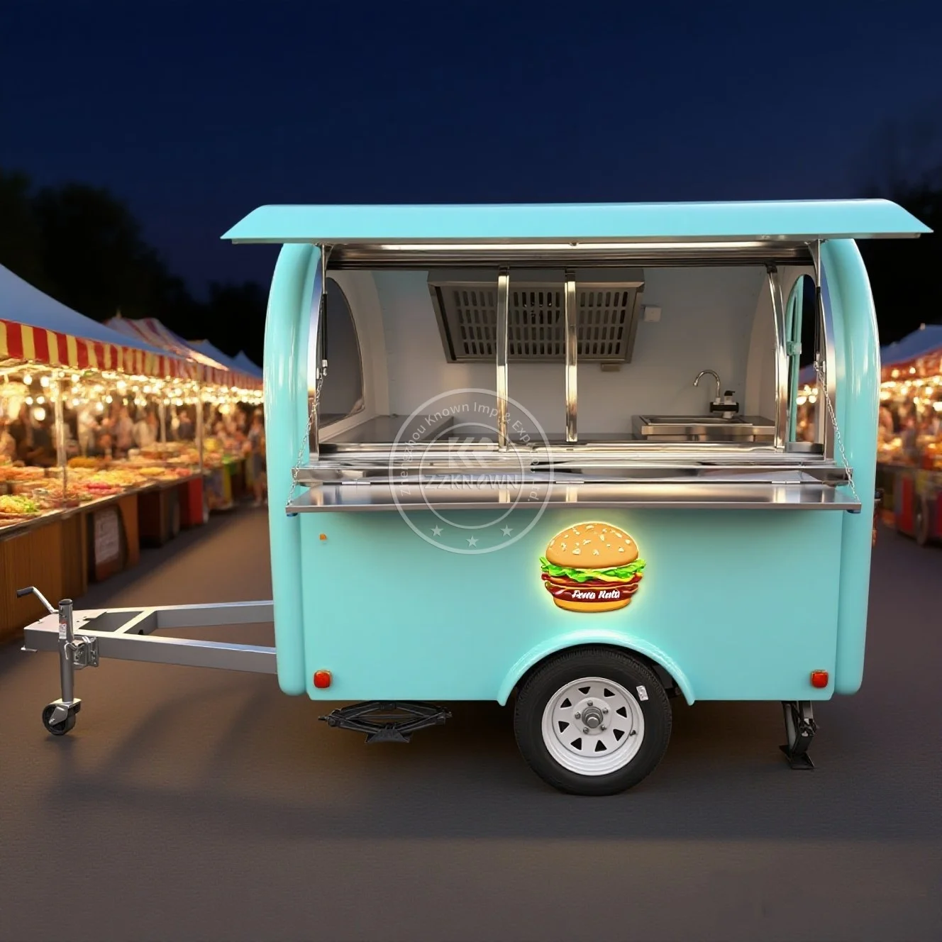 

Catering Trailer Food Truck Mobile Kitchen Fully Equipped Hot Dog Cart Street Coffee Snack Shop Kiosk Food Trailer