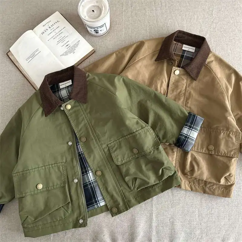 2026 UNITIM Frühling Herbst Kinder Jungen Jacke Kariert mit Taschen Langarm Kleinkind Jungen Oberbekleidung Mantel Kinder Jungen Jacke – Detail 14