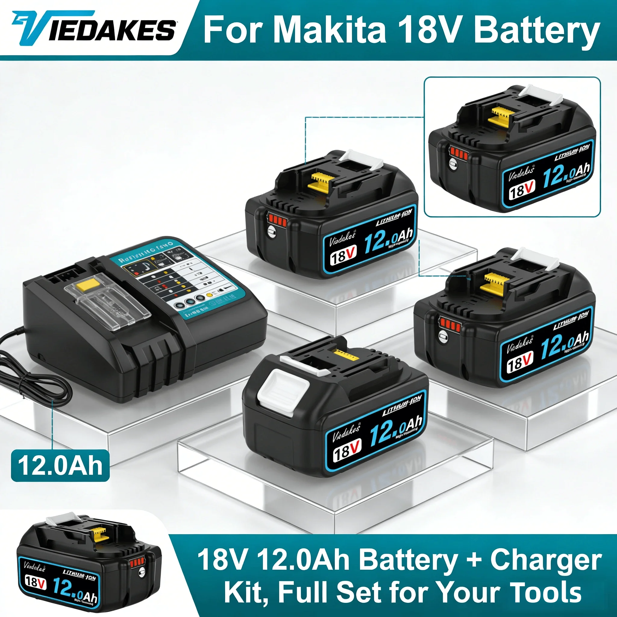 

VIEDAKES 18V Battery for Makita 18V Battery BL1850 BL1860 BL1830 Replacement Power Tool Battery