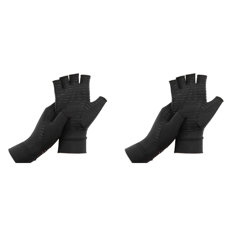 T22C 4X Arthritis Gloves Hand Support Wrist Brace For Swelling - Fingerless Compression Gloves Wrist Pain Support Women Men