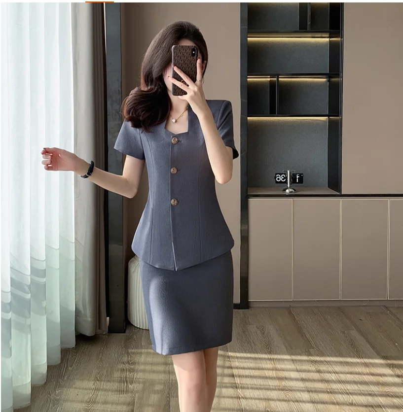 summer-thin-short-sleeved-working-clothes-temperament-professional-workwear-set