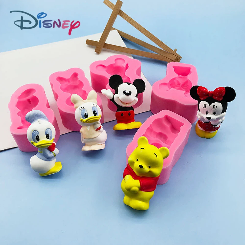 Disney Mickey silikonowa forma Minnie czekoladowe cukierki glina gips forma DIY tort narzędzia do dekoracji foremki do robienia mydła wosk zabawki