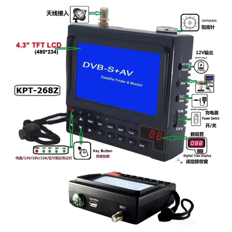 Star finder 4,3 polegadas localizador de satélite multifuncional