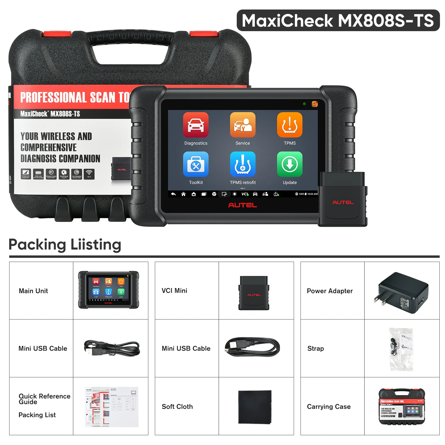 Autel MaxiCOM MX808S-TS Alles-in-één TPMS-diagnostisch hulpmiddel Bidirectionele scanner TPMS-programmering Vernieuw retrofit pk MK808S TS