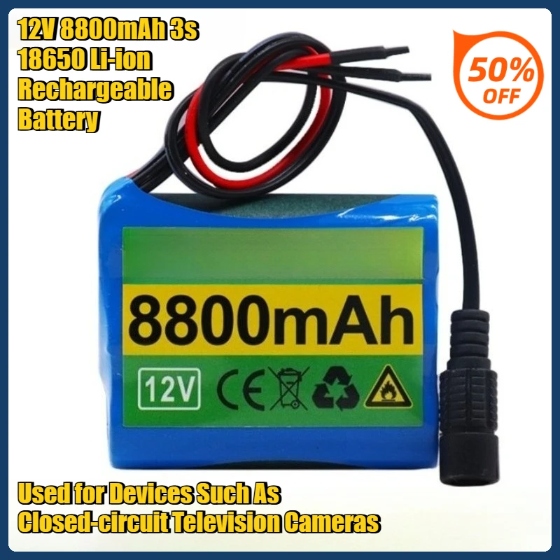 

12V 8800mAh 3s 18650 Li-ion Rechargeable Battery Used for Devices Such As Closed-circuit Television Cameras