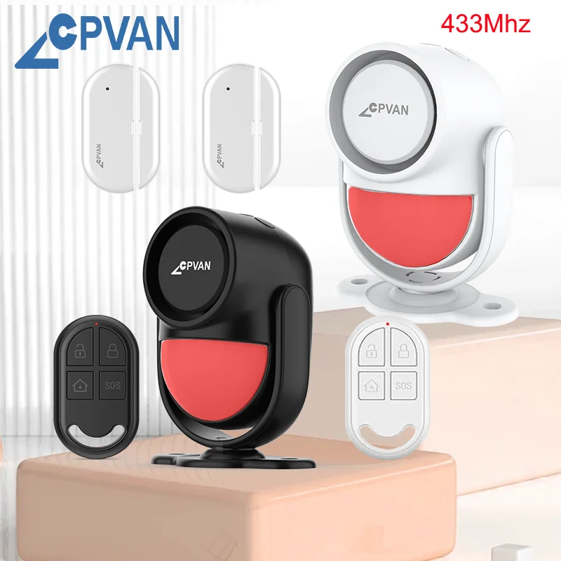 cpvan detector de movimento sem fio para seguranca domestica protecao contra roubo pir motion sensor porta sensor de alarme e rc 433mhz 01