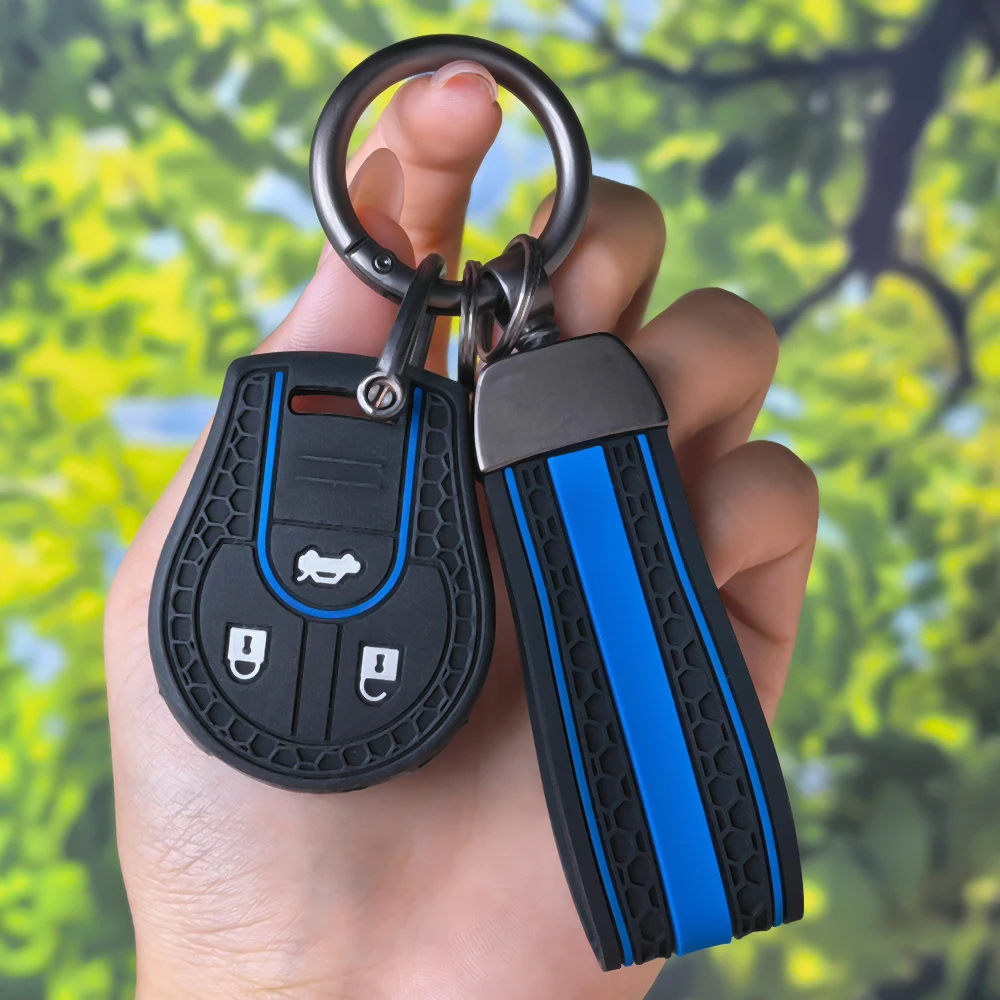 Fashion Honeycomb Grain Key Fob Case With Keychain for Nissan Sylphy Cube Juke Rogue Micra Qashqai Altima Maxima Sentra Versa