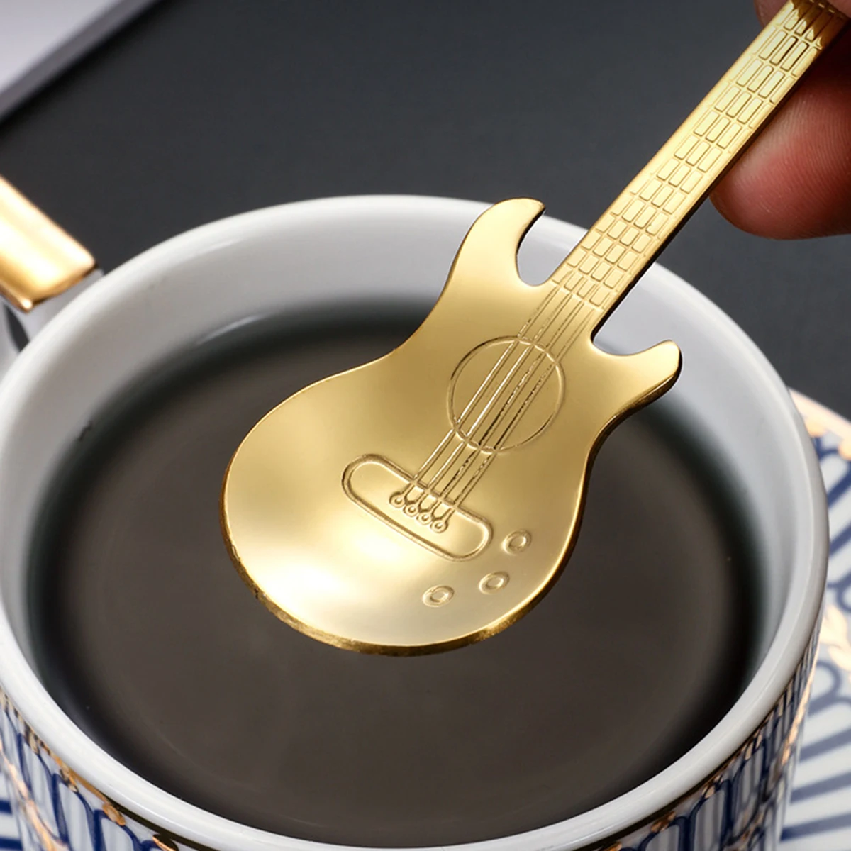 Fun Guitar Spoon,Guitar Spoons Coffee Teaspoon,Rock Your Tea Time,Creative Cute Guitar Spoon,Musical Coffee Spoons for Men