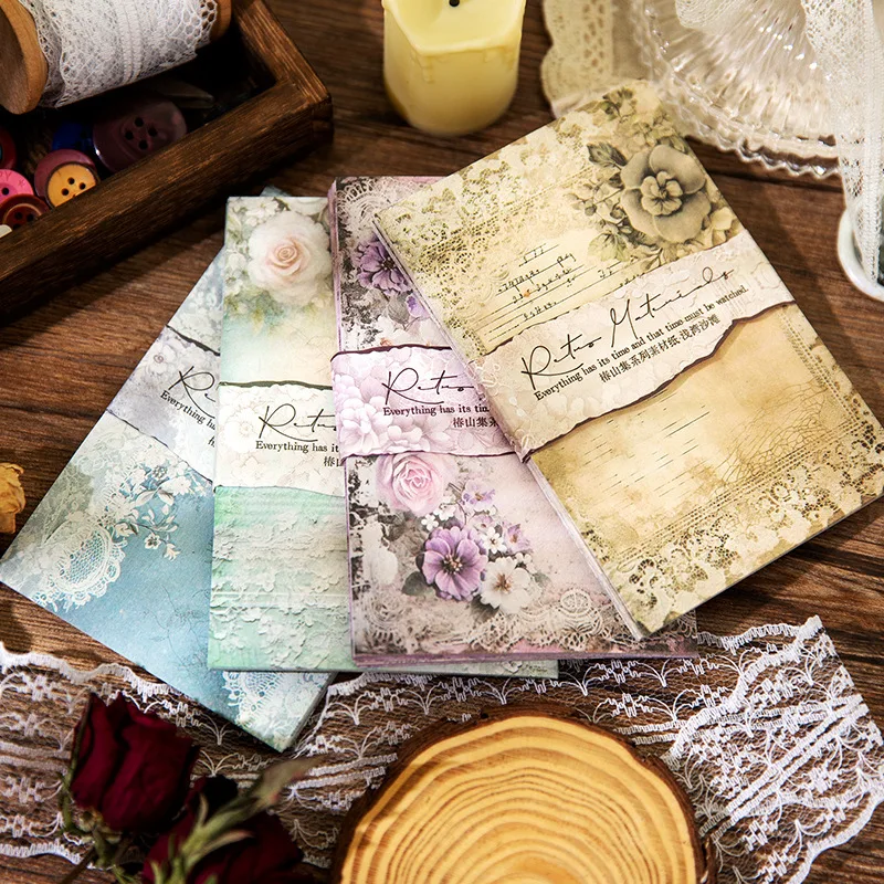

4 styles 40 pcs Vintage flower series DIY decorative background material paper Scrapbooking Material Junk Journal Supplies